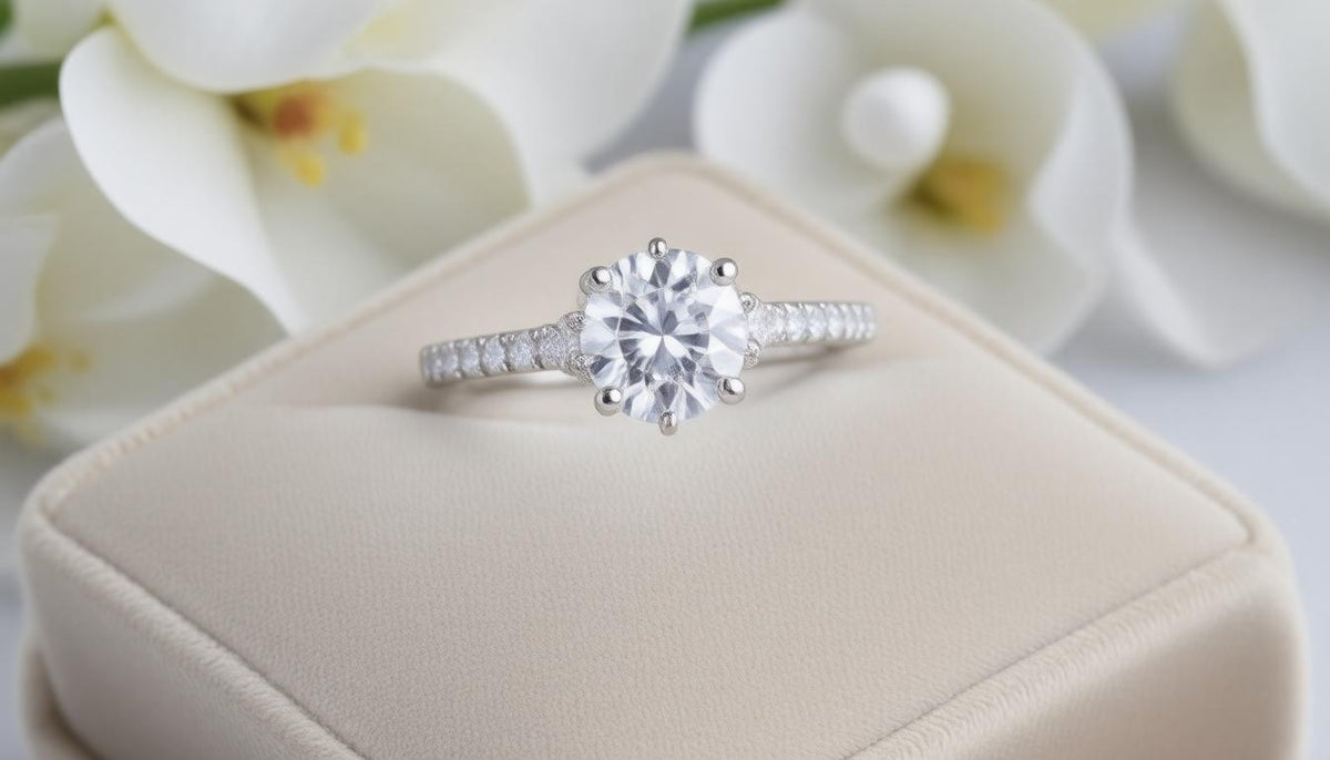 1 Carat Moissanite 4-Prong Side Stone Ring main image 1