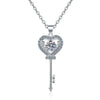 0.5ct Moissanite Necklace Love Heart Key Pendant - Rokshok