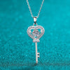 0.5ct Moissanite Necklace Love Heart Key Pendant - Rokshok