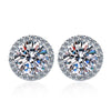 6mm Black White Round Halo Moissanite Stud Earrings - Rokshok