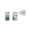 Green Pink Full Moissanite Diamonds Stud Earrings - Rokshok