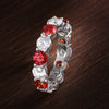 White Red Moissanite Eternity Rings - Rokshok