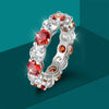 Red White Moissanite Eternity Rings Band - Rokshok