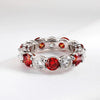 Red White Moissanite Eternity Rings Band - Rokshok