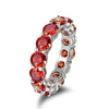 Red White Moissanite Eternity Rings Band - Rokshok