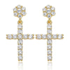 Goth Cross Moissanite Diamond Drop Earrings - Rokshok