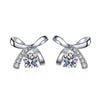 Ribbon Bowknot Tie Moissanite Stud Earrings - Rokshok
