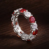 White Red Moissanite Eternity Rings - Rokshok