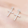 Goth Cross Moissanite Diamond Drop Earrings - Rokshok