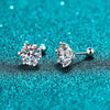 Moissanite Round Cut Screw Ear Studs Earrings - Rokshok