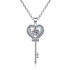 Moissanite Necklace Love Heart Key Pendant 0.5ct Sterling Silver D VVS1 Lab Diamond with GRA Certificate Necklace for Women - Rokshok