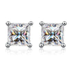KNOBSPIN D Color Princess Cut Moissanite Earring s925 Sterling Sliver Plated with 18k White Gold Earrings for Women Fine Jewelry - Rokshok