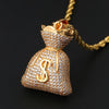 Moissanite US Dollar Money Bag Pendant Necklace - Rokshok