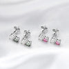 Green Pink Full Moissanite Diamonds Stud Earrings - Rokshok