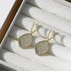 Luxury 3 Carat Full Moissanite Diamond Drop Earrings Geometric Leaf 925 Sterling Silver Plate 18k Gold Stud Earring for Women - Rokshok