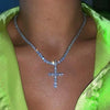 Moissanite Tennis Necklace with Cross - Rokshok