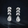 Luxury Moissanite Drop Earrings With Gra S925 Silver Plated White Gold Marquise Diamond Leaf Waterdrop Stud Earring For Women - Rokshok
