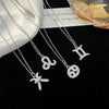 Signs of The Zodiac Moissanite Diamond Pendant Necklaces for Women 100% S925 Sterling Silver Plated 18k Gold Clavicle Neck Chain - Rokshok