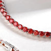 Garnet Red All Moissanite Diamond Tennis Bracelet - Rokshok