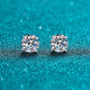 KNOBSPIN Moissanite Stud Earrings 0.4-4 CT White Gold Plated Sterling Silver D VVS1 Lab Diamond Round Ear Studs For Women - Rokshok